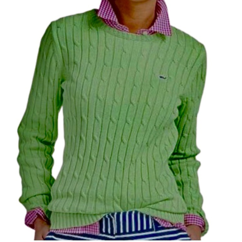 Vineyard Vines Green Cable Knit Sweater